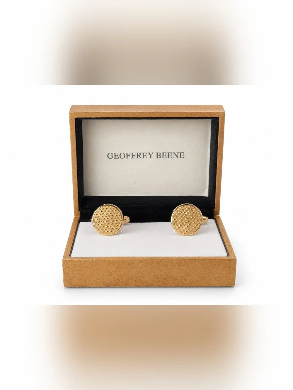 Geoffrey Beene Textured Oval Gold-Tone Cufflinks